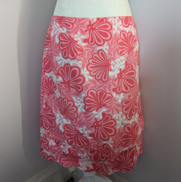 Vintage Lilly Pulitzer Skirt Pink White Me Shell Print Scalloped Hem Size 8 - Picture 4 of 11